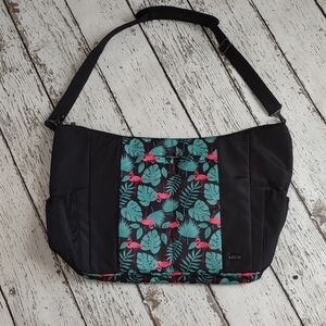 Lug Shuffle Tote Flamingo Print in Black